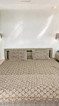 Beige Floral Double Bedsheet with 2 Pillow Cover