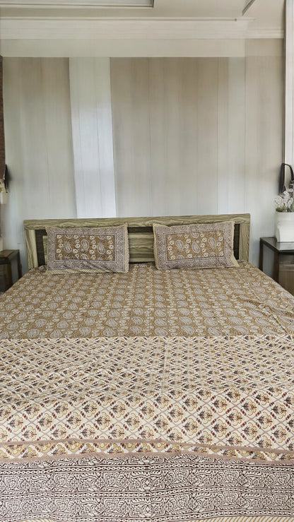Gold Floral Cotton Single Dohar (Set of 2)
