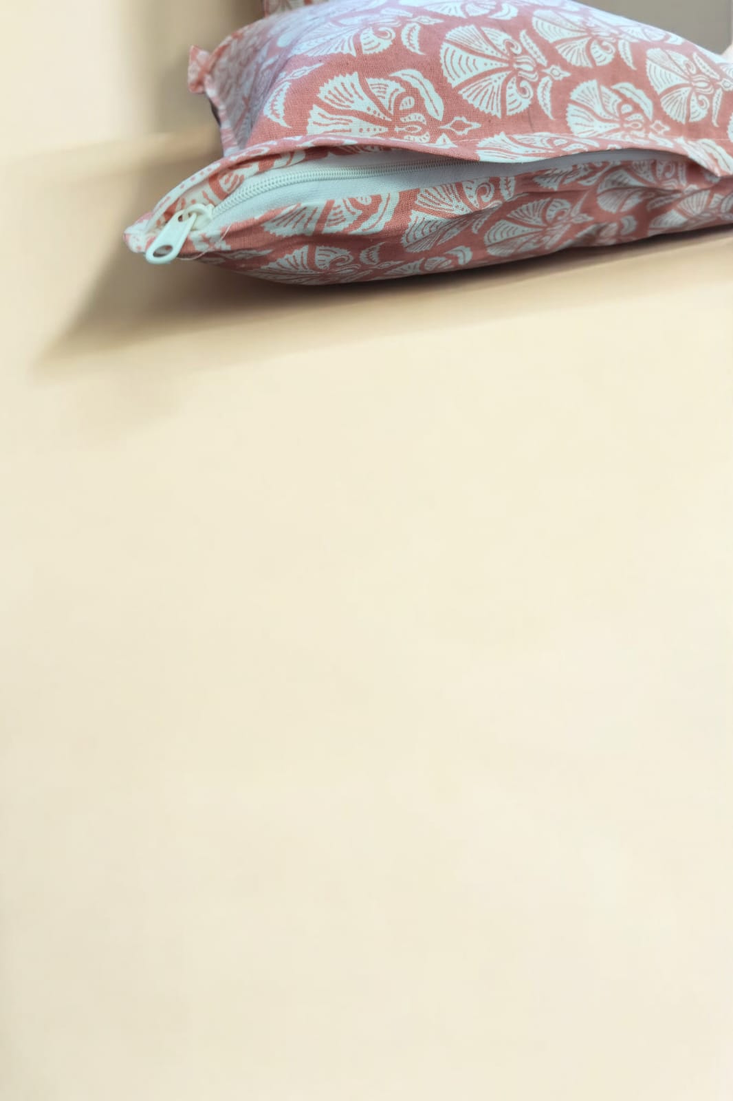 Dark Peach Cotton Printed Cushion Cover (Set of 2)