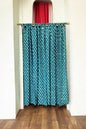 Floral Handblock Print Curtains, Cerulean Blue