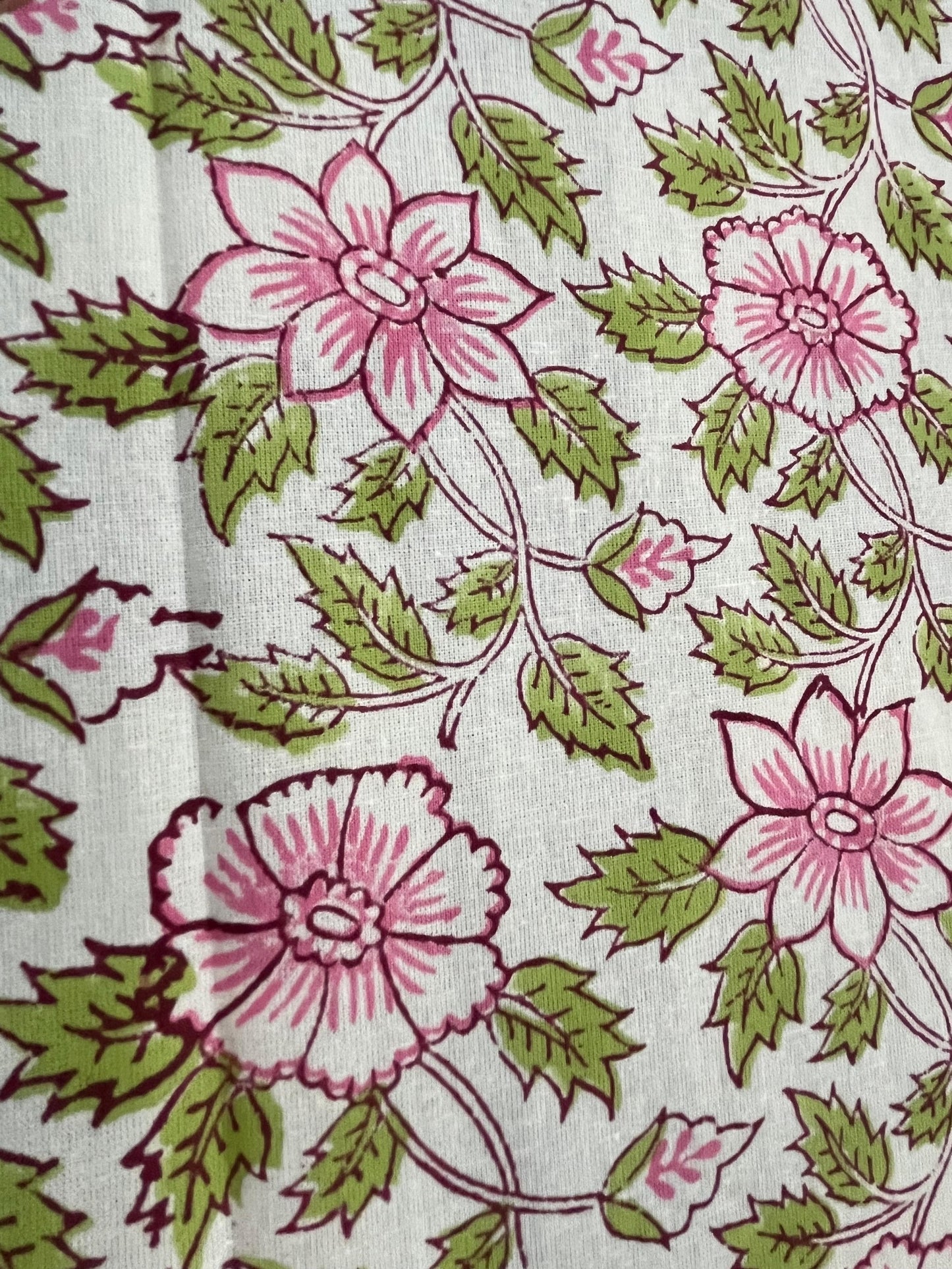 Handblock Pink Floral Printed Double Bedsheet