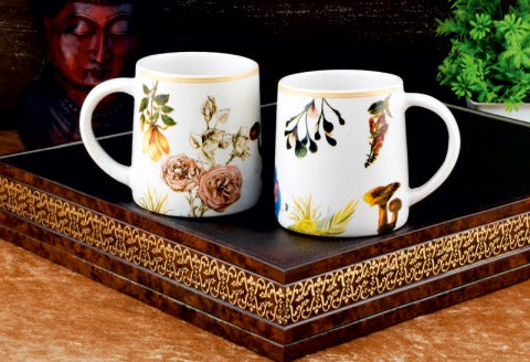 White Foral Coffee Mug