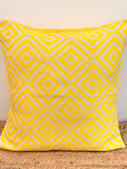 Yellow Decorative Jacquard Cushion Cover – Vibrant Accent for Elegant Home Décor