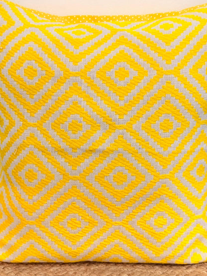 Yellow Decorative Jacquard Cushion Cover – Vibrant Accent for Elegant Home Décor