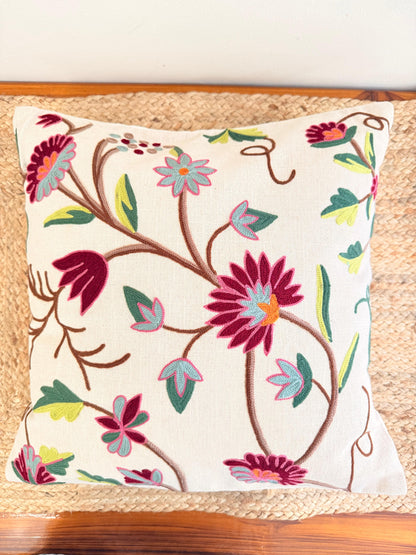 Decorative Multicolor Embroidery Cushion Cover – Vibrant Handcrafted Home Décor Accent