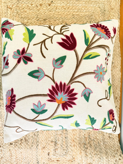 Decorative Multicolor Embroidery Cushion Cover – Vibrant Handcrafted Home Décor Accent