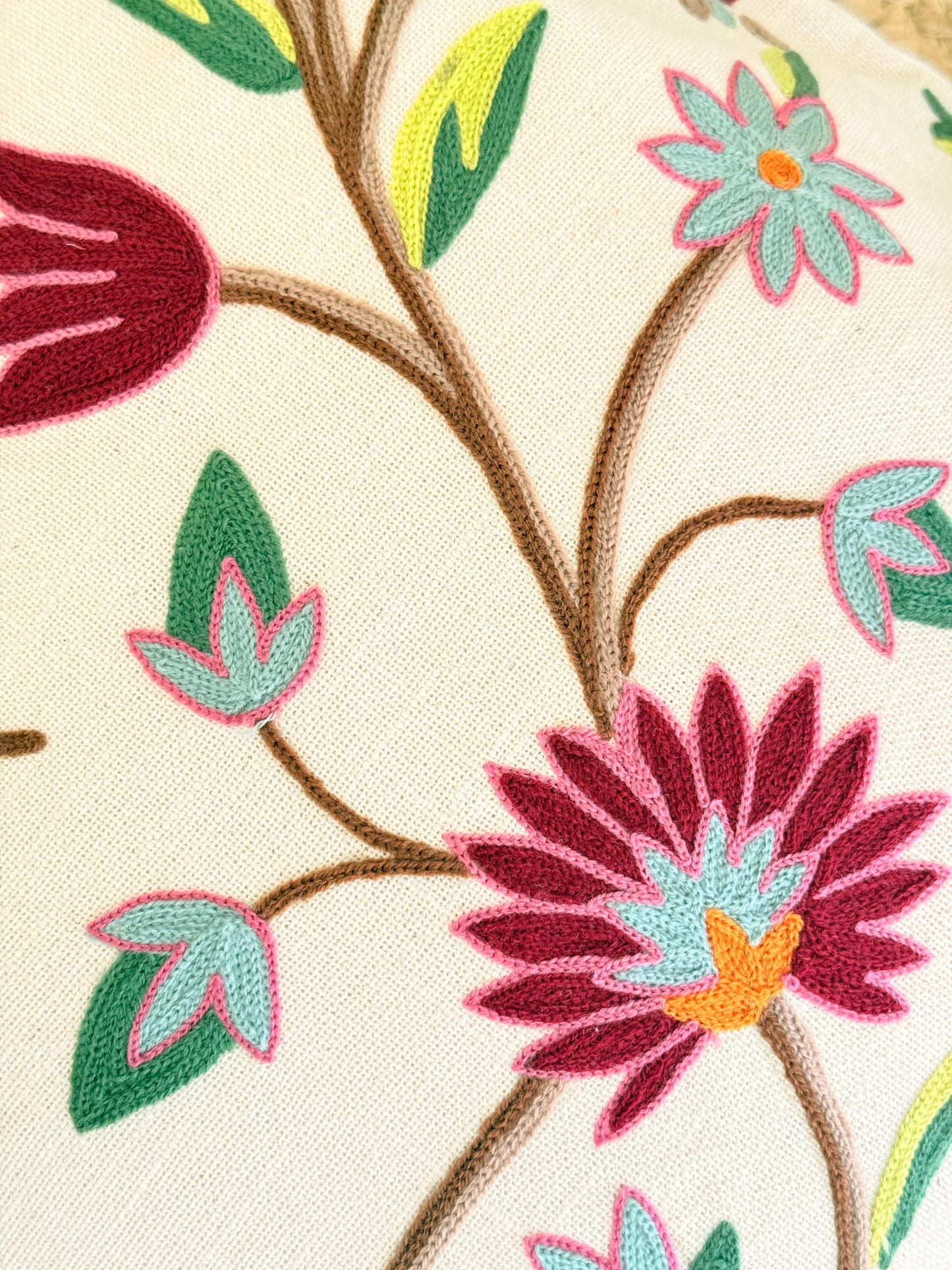 Decorative Multicolor Embroidery Cushion Cover – Vibrant Handcrafted Home Décor Accent