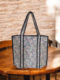 BLOCK N STYLE Blue Floral Cotton Printed Tote Bag – Quilted Handblock Women’s Shoulder and Shopping Bag