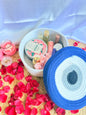 Evil Eye White and Blue Table Organizer – Stylish Desk Organizer for Home & Dressing Table