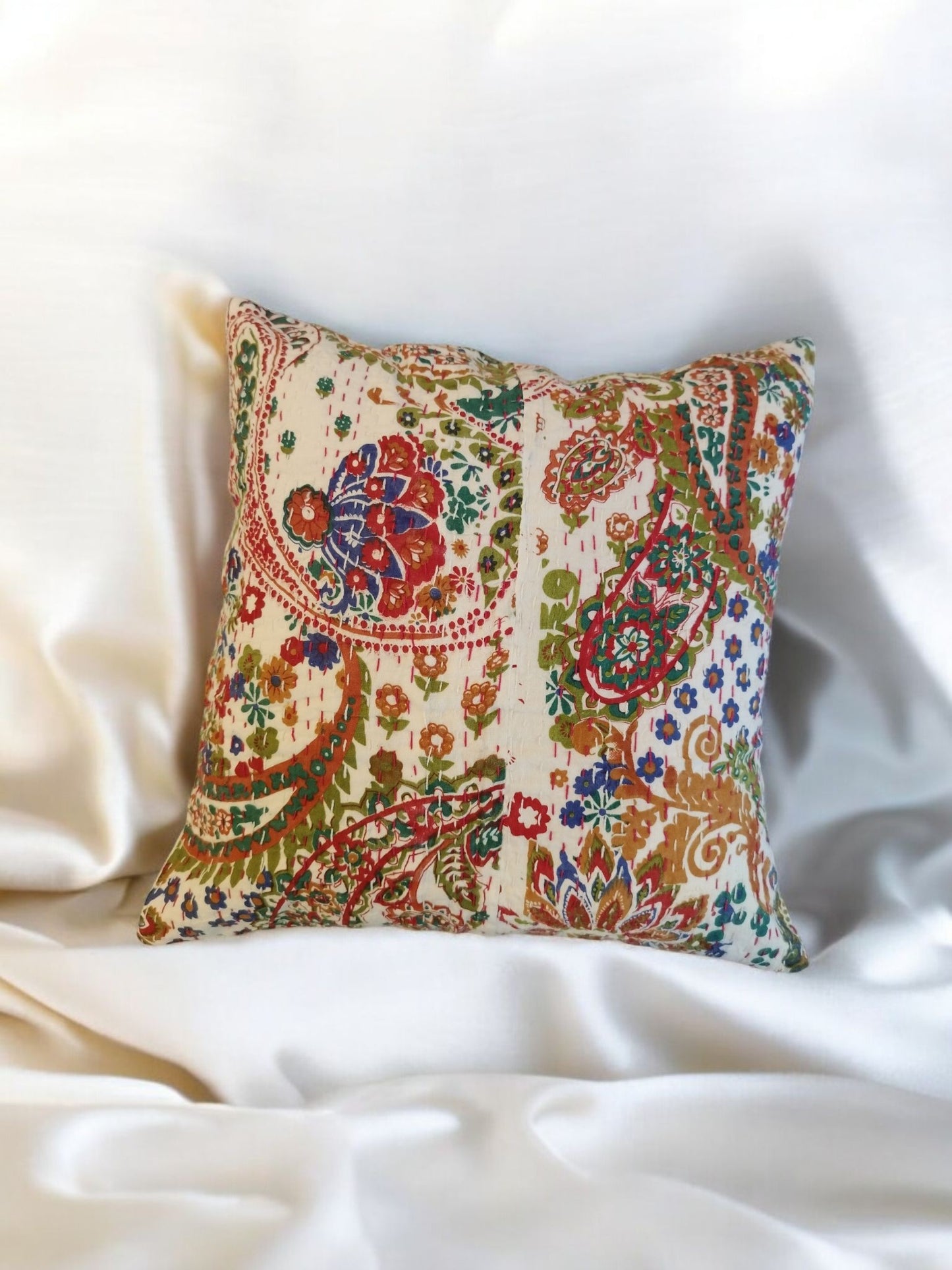 MULTICOLOUR KANTHA COTTON CUSHION COVER SET OF 2