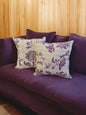 White Kantha Cushion Cover with Purple Flower Set of 2