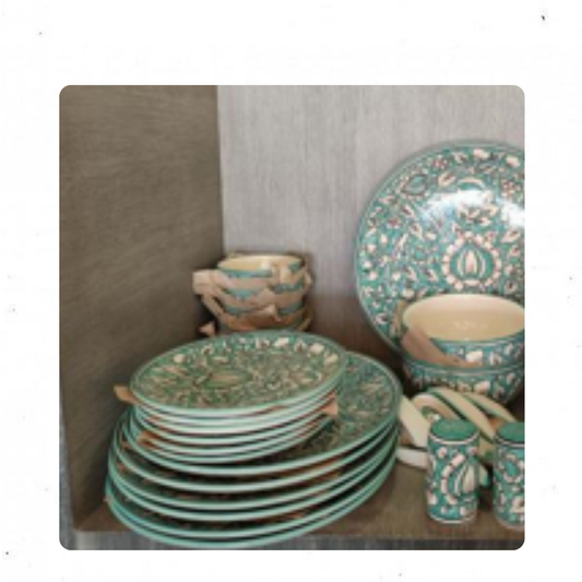 Green Mughal Quarter Plates (Set of 6)