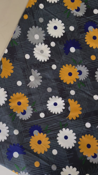 Yellow Floral Double Bedsheet with 2 Pillow Cover