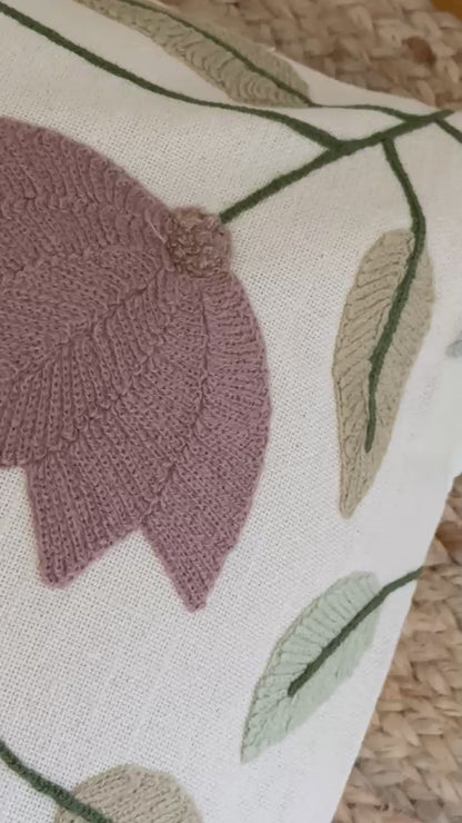 Pastel Multicolour Embroidery Cushion Cover – Handcrafted Decorative Pillow Cover for Elegant Interiors