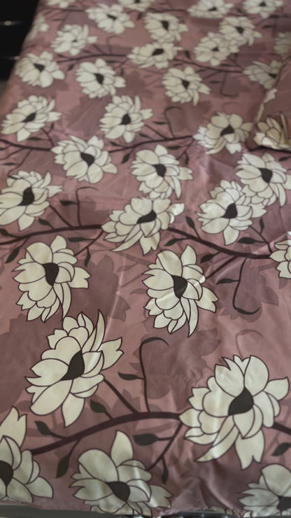 Beige Flower Double Bedsheet with 2 Quilted Pillows Covers