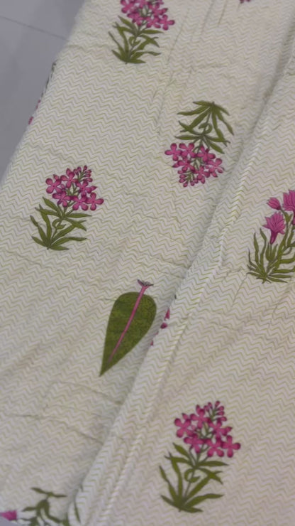Sea Green Floral Double Reversible Quilt
