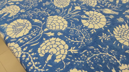 Blue Cotton Handblock Table Cover – 60x90 Inches for 6-Seater Dining Tables