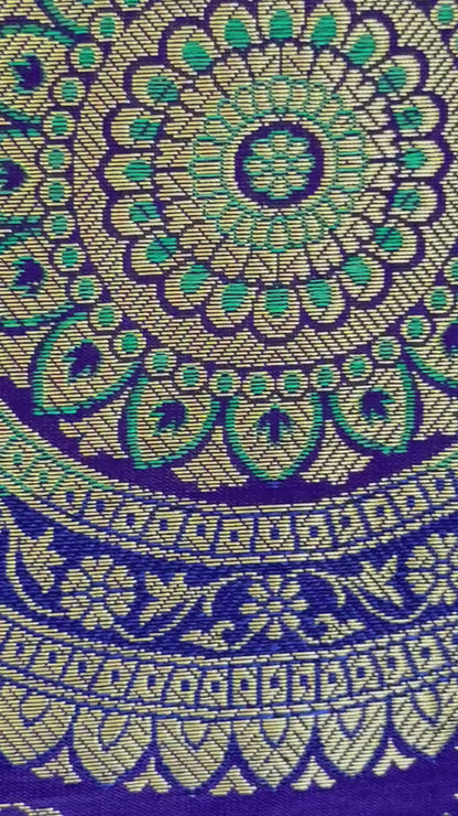 Indigo Blue Festive Banarasi Silk Cushion Cover – Luxurious Accent for Elegant Home Décor
