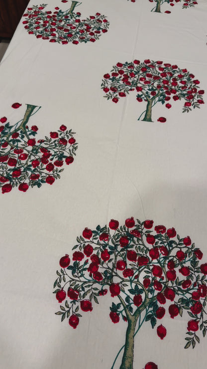 Red Bunch Floral Premium Cotton Double  Handblock Bedsheet