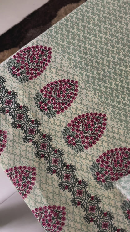 Leaf Print Double Bedsheet with 2 Pillow Cover