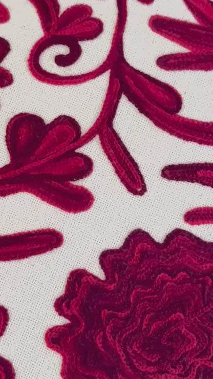 Red Kashmiri Embroidery Cushion Cover – Handcrafted Elegant Home Décor Accent