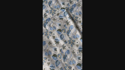 Blue Floral Cotton Single Dohar (Set of 2)